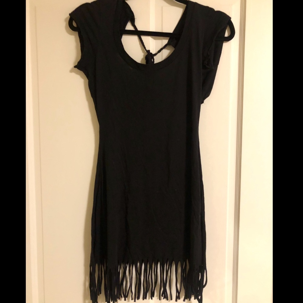 Planet blue black fringe dress